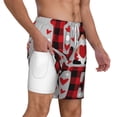 thumbnail image 2 of Kdxio Buffalo Plaid Love And Gnome Print Men'S Swim Trunks With Compression Liner 7 Inch Inseam Quick Dry Swim Shorts, 2 of 7