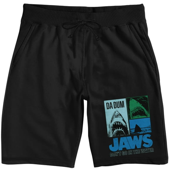 Jaws Da Dum Men's Black Sleep Pajama Shorts-Medium