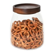 PreZervers Glass Jar with Wooden Lid, 33.8 OZ Clear Glass Food Storage Jar with Wood Lid