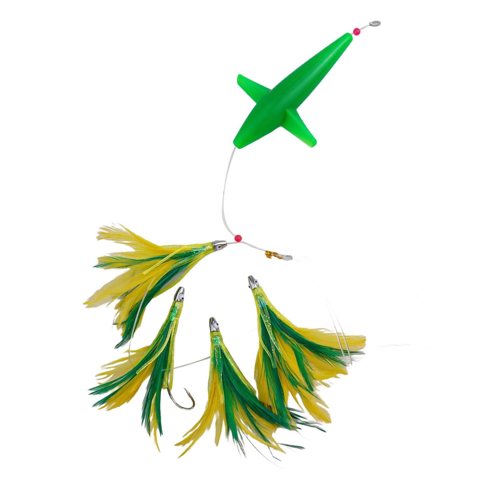 YAAQII for Feather Trolling Skirt Tuna Lure Big Game Fishing Bait Rigged with Steel Hook Dark Green Blue Plastic Offshore Saltwater Trolling Lures Bird Teaser