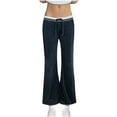 thumbnail image 2 of Lounge Pants Women Velvet Pj Pants Y2K Vintage Casual Low Rise Elastic Waistband Flared Trouser with Pockets, 2 of 6