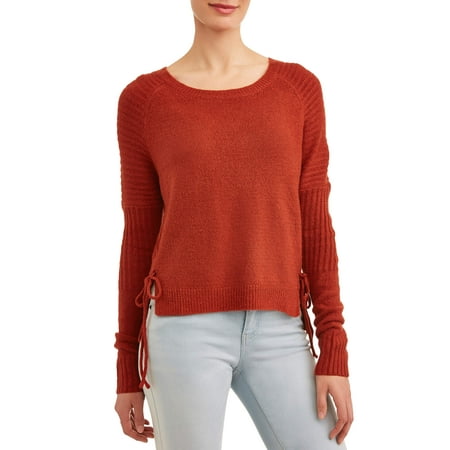 - Women's Crewneck Sweater with Side-Tie Detail