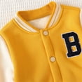 thumbnail image 6 of SonxaHe Toddler Boy's Bomber Jacket Warm Lined Letter Print Button Streetwear Autumn Winter Coats Yellow,Sized 2-3, 6 of 8
