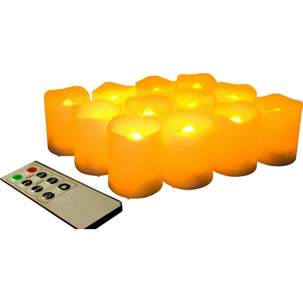 Remote Controlled Round Melted Edge Votive Flameless LED Candles