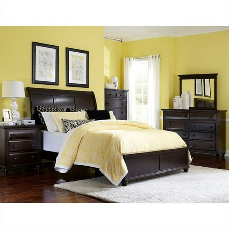 Broyhill Farnsworth Sleigh Bed 5 Piece Bedroom Set In Inky Black Stain