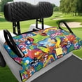 thumbnail image 4 of XYZCANDO Colorful Frog Floral Golf Cart Seat Cover | 4 Pockets Non-Slip Washable Terry Cloth | Universal 2-Seat Golf Cart Accessory, 4 of 8