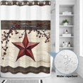 thumbnail image 2 of No Hook Shower Curtain, Texas Star Red Shower Curtains for Bathroom with See Through Top Window, Farmhouse Berry Wooden Vintage Waterproof & Washable Bath Curtain Stall 48"x72", 2 of 9