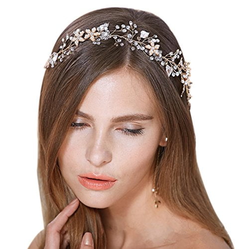 Crystal Pearl Hairbands Wedding Hair Accessories W Copper Wire