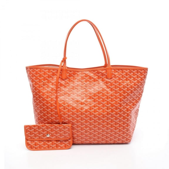 Pre-Owned Goyard Saint Louis GM Tote Bag Coated Canvas Leather Women's Orange Ivory... (Good)