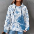 thumbnail image 2 of DeHolifer Womens Sweatshirts Plus Size Long Sleeve Waffle Floral Print Drawstring Hoodies Sweatshirts Loose Casual Fashion Pullover Tops Sky Blue 5XL, 2 of 6