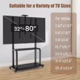 thumbnail image 3 of Laicejoy Mobile TV Cart w/ Wheels, Rolling TV Stand for 32"-80" Flat Screen TVs, Height Adjustable Floor Stand, TV Trolley w/ Camera Shelf & AV Shelves, 3 of 8