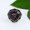 thumbnail image 4 of SATYAVIE JEWELLERY Sterling Silver 925 Ring Heart Cut Amethyst Ring for Women, Silver Oxidised Ring, Boho Vintage Ring, Sterling Silver Gemstone Ring Size US 4, 4 of 6