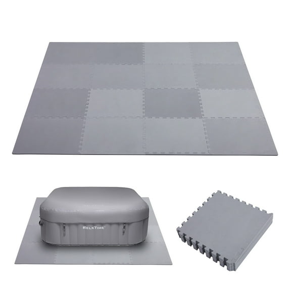 RELXTIME 1/5" Thickness Hot Tub Mat, Inflatable Hot Tub Thickened Pad Outdoor Indoor, Anti-Slip Reusable Extra Large Ground Mat, 77.2" x 77.2"