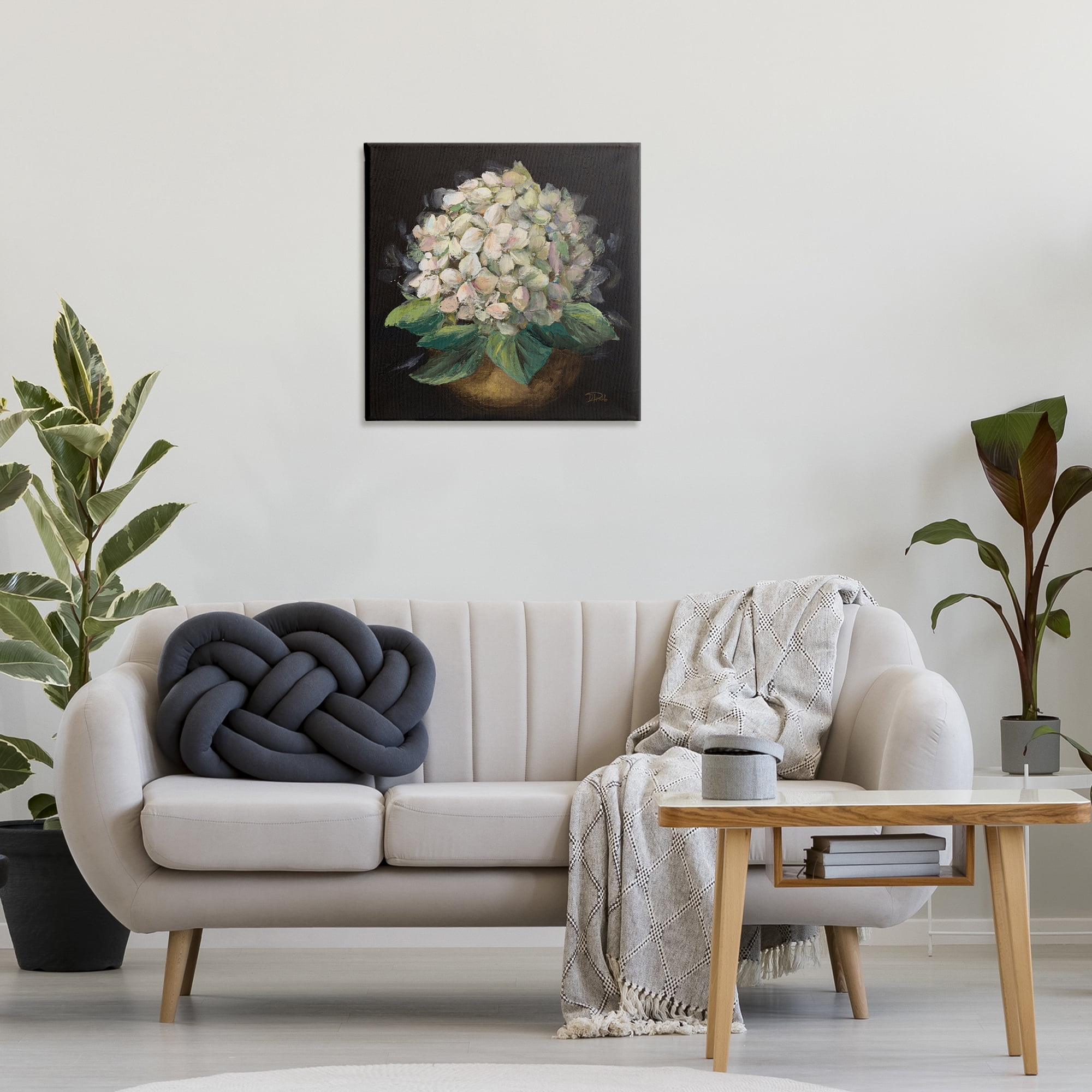 Stupell Industries Potted Hydrangea Plant Plants & Flowers Painting Wrapped Canvas Art Print Wall Art, 24 x 24