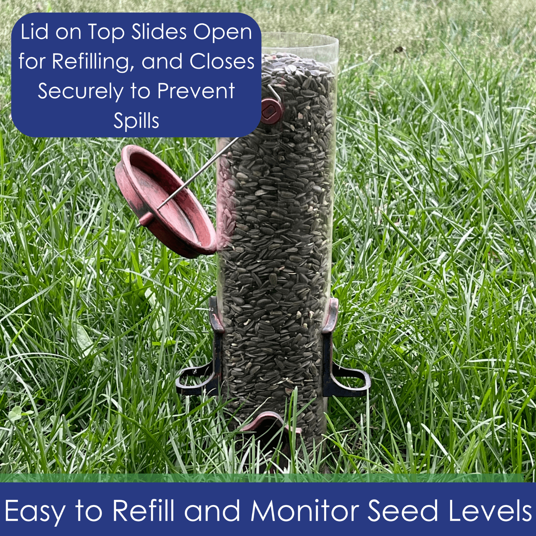 Backyards Essentials Standard Tube Feeder Copper Metal Bird Seed Feeder, 7 Cup Capacity