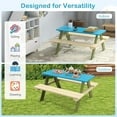 thumbnail image 4 of YSNW Kids Picnic Table, Acacia Wood Kids Outdoor Table with Benches, Toddler Patio Furniture Set for Backyard, Garden, Lawn, Gift for Boys Girls 3+ (Green), 4 of 9