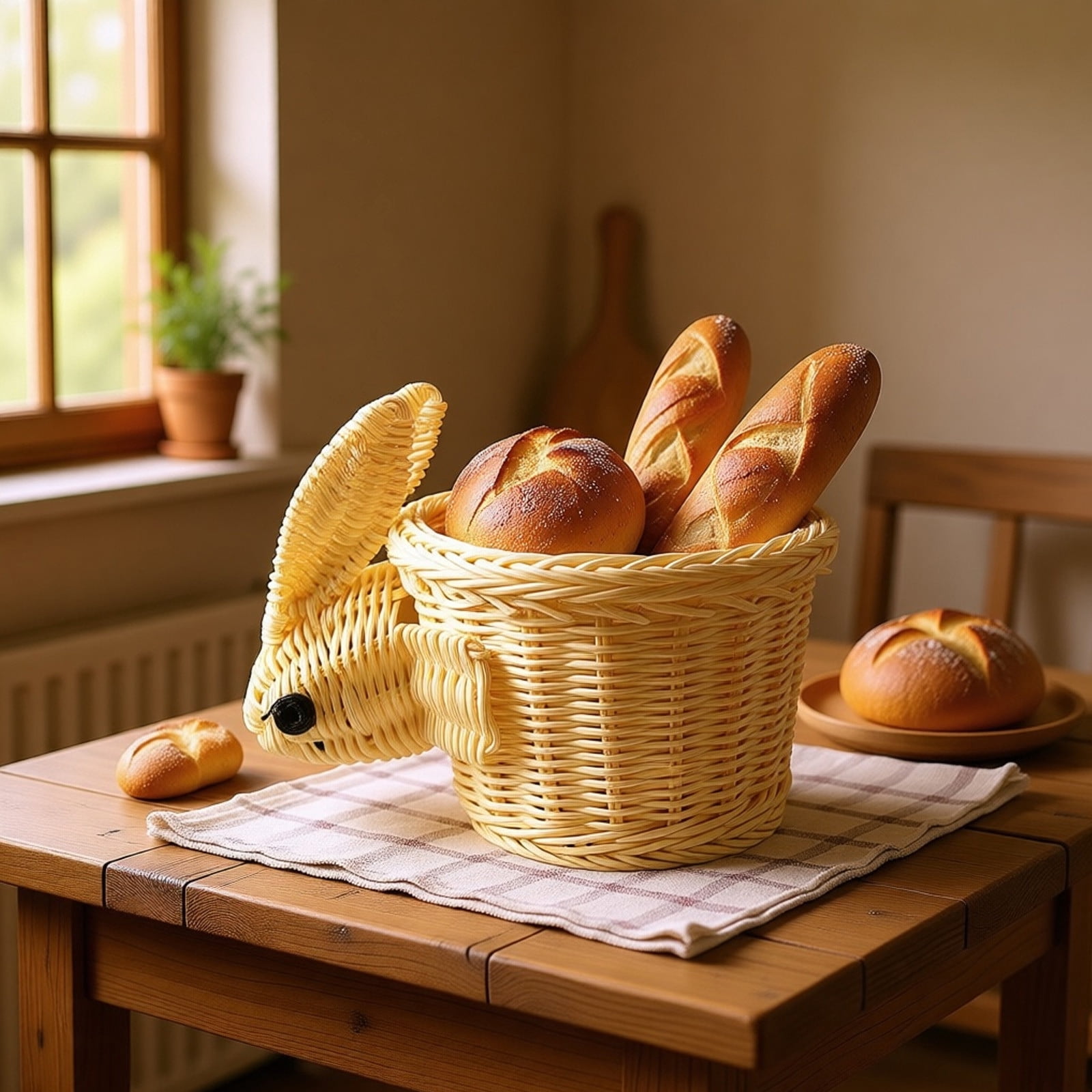 Lunxisen 4 Pcs Easter Bunny Woven Storage Basket Organizer for Home Decor Snack Fruit Display