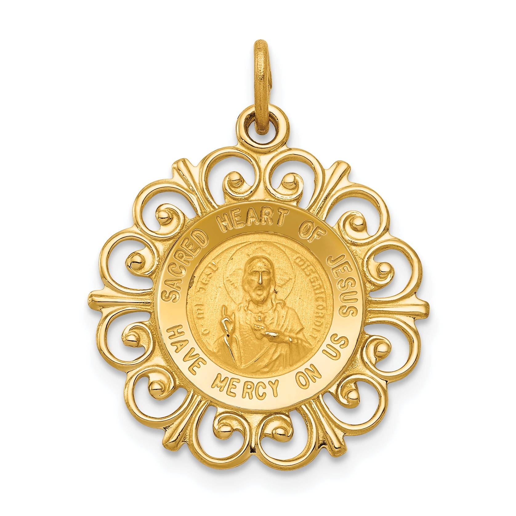 IceCarats 14k Yellow Gold Sacred Heart Of Jesus Medal Pendant Charm