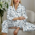thumbnail image 5 of KLL Dock Rudder Print Women's Long Sleeve Pajamas with Pants Sleepwear Loungewear 2 Set-Small, 5 of 7