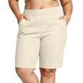 thumbnail image 3 of Zpzdpjkx Women's Plus Size Solid Bermuda Shorts with Pockets High Waist Stretch Knee‑Length Casual Yoga Hiking Shorts, 3 of 10