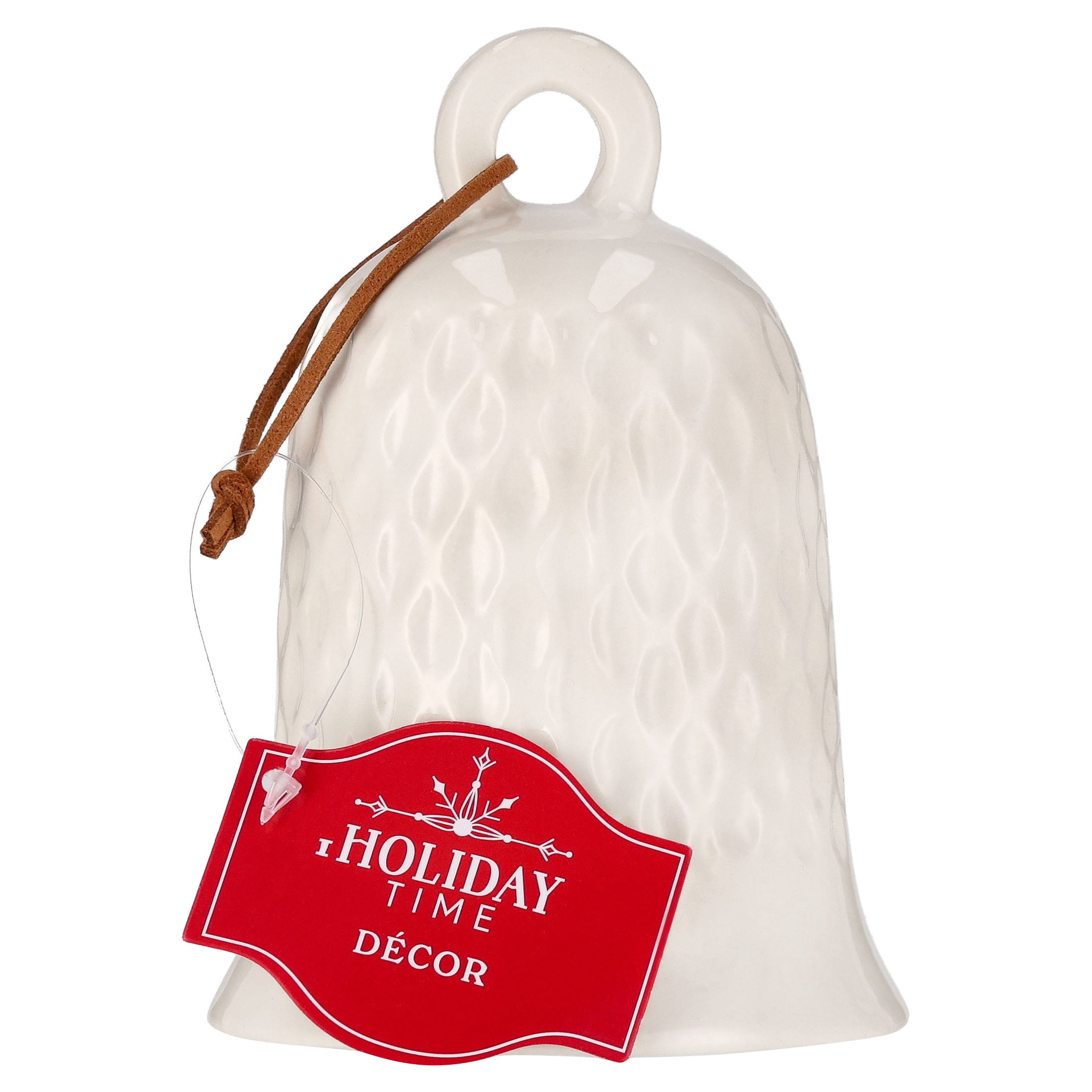 Ceramic Bell Christmas Decoration, White, 5.3", by Holiday Time