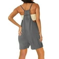 thumbnail image 5 of hopeusnice Women's Pants solid color lounge shorts spaghetti strap pockets workout vacation Casual Beach Fashion Summer sleeveless jumpsuits romper Overalls Gray M, 5 of 5