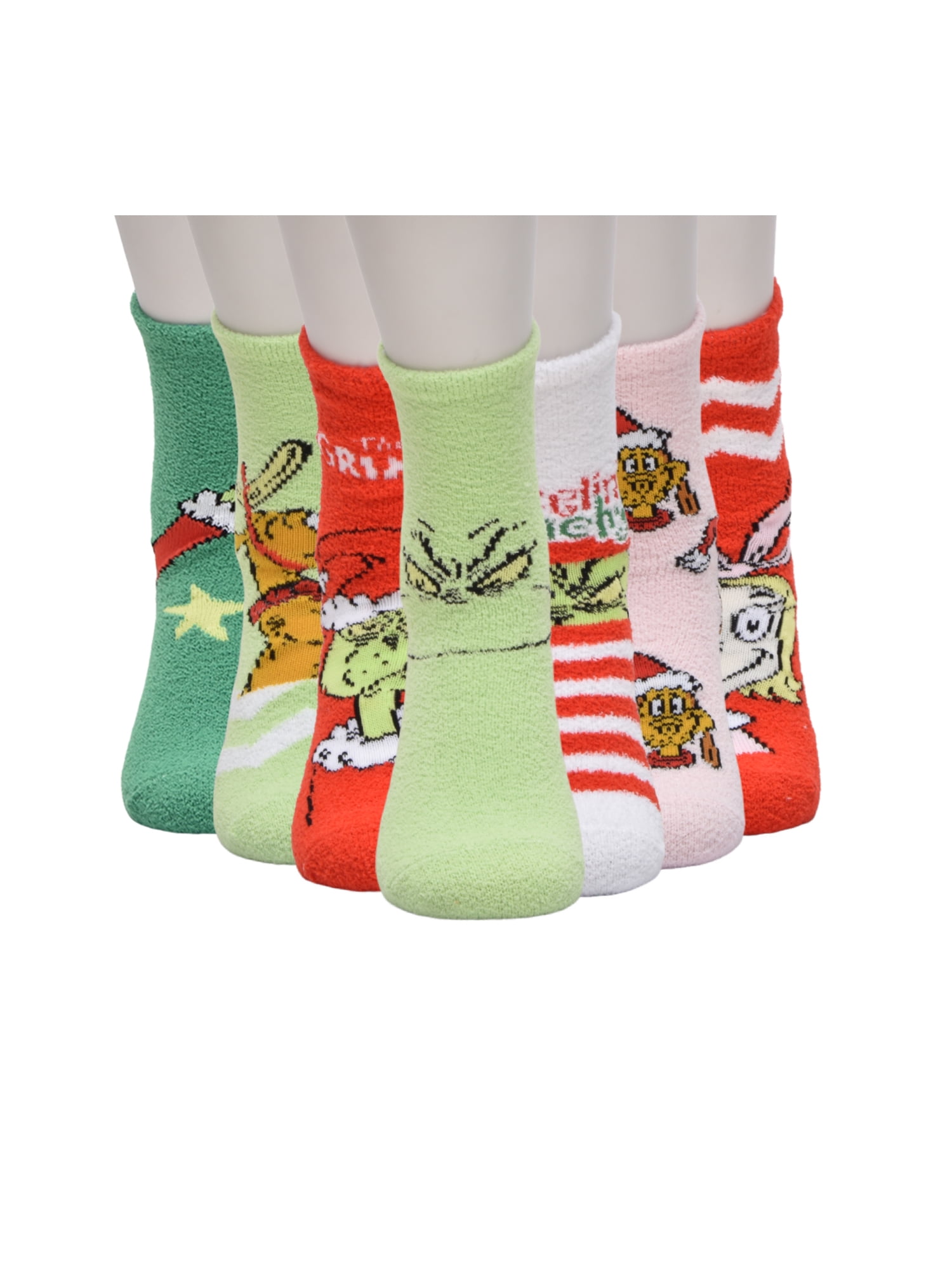 Dr Seuss Grinch Womens 7-Pack Box Set Low Cut Cozy Socks, Shoe Size 4-10