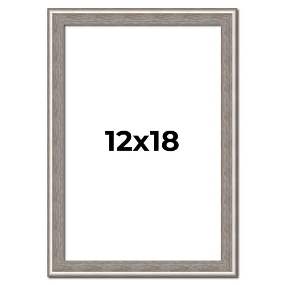 12x18 Frame Grey Real Wood Picture Frame Width 1.25 inches | Interior Frame Depth 0.5 inches | Hans
