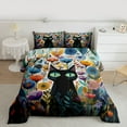 thumbnail image 2 of jejeloiu Cute Animal Cat Full Size Comforter Sets,Kawaii Rustic Flowers Bedding Comforter Set,Watercolor Floral Blossom Bedding Sets For Teens,Beathable Home Decor Reversible,3-Piece, 2 of 8