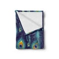 thumbnail image 2 of Peacock Soft Flannel Fleece Throw Blanket, Graphic Peacock Bird Feathers Background Designed Image, Cozy Plush for Indoor and Outdoor Use, 70" x 90", Navy Blue Orange, by Ambesonne, 2 of 5
