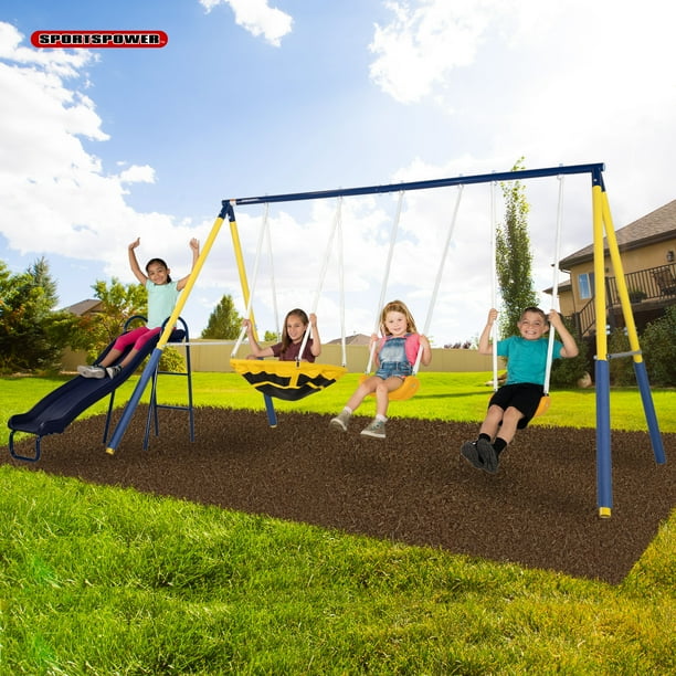 Sportspower Super Saucer Metal Swing Set with 2 Swings, Saucer Swing