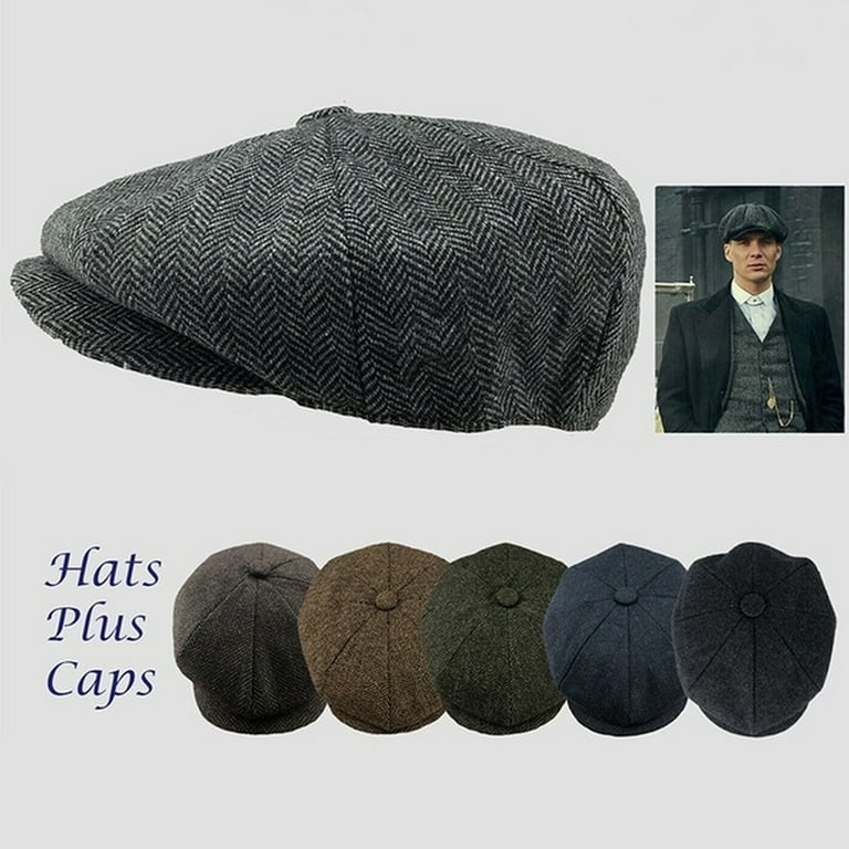 2Pack Adjustable Newsboy Hats for Men Flat Cap Mens Irish Cabbie Gatsby Tweed Ivy