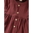 thumbnail image 6 of Franhais 2Pcs Kids Casual Outfit, Solid Color Long Sleeves Single-Breasted Dress + Bow Hair Clip for Girls, 6 Months to 4 Years, 6 of 9