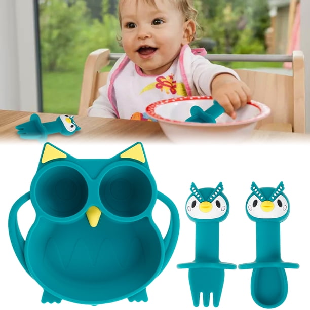 Muyoka Plato de succión de silicona Platos para niños pequeños con succión Plato dividido de silicona de grado alimenticio para bebés y niños pequeños Suministros de autoalimentación sin BPA Apto para Muyoka Hogar
