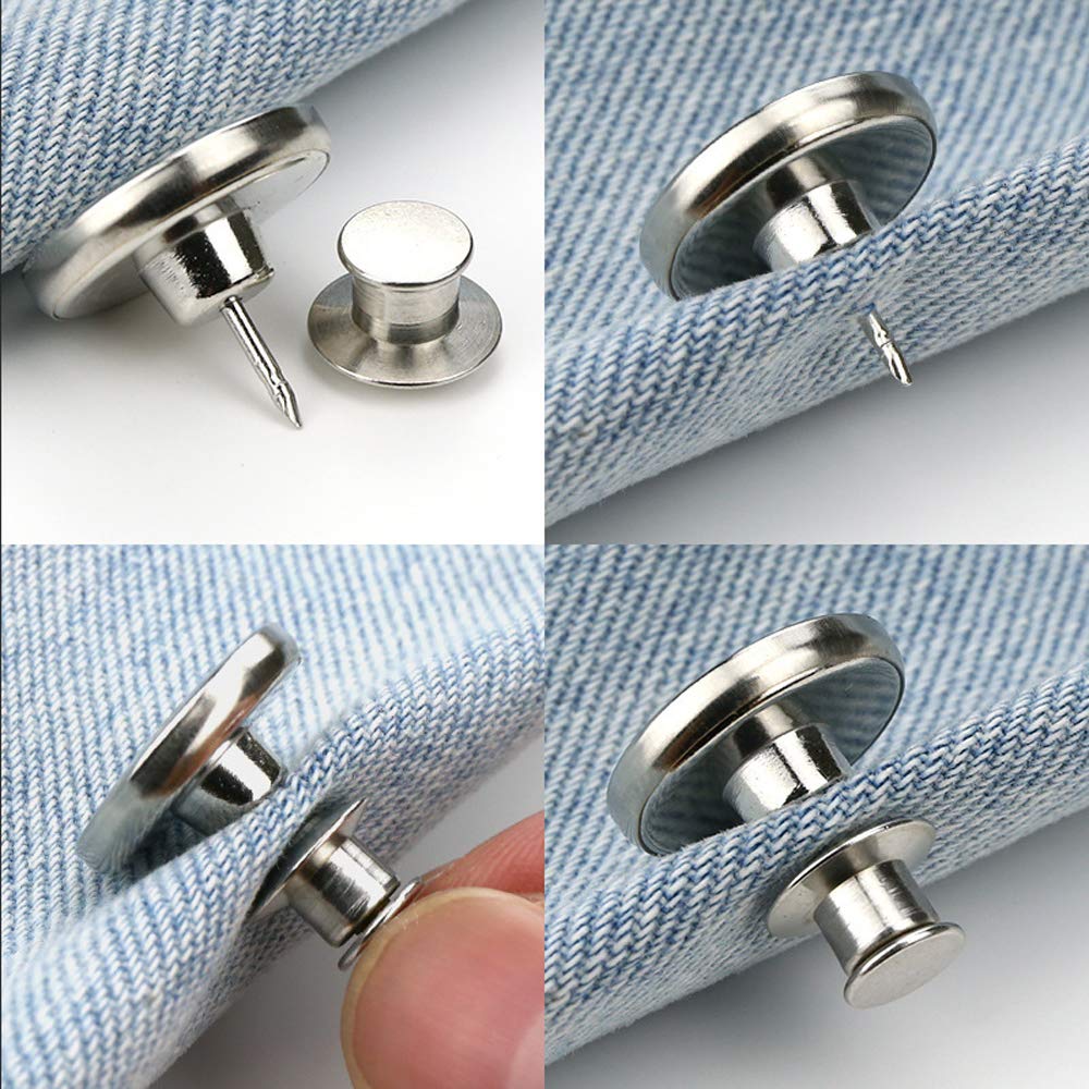 Kit De 8 Boucles De Taille Réglables Sans Clous (32mm) - Argent, Or, Gunmetal, Laiton - Pour Resserrer Jeans, Pantalons Trop Larges