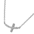 thumbnail image 2 of 925 Sterling Silver Sideways Religious Cross White CZ Pendant Necklace, 2 of 3