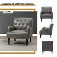 thumbnail image 3 of Faux Leather Upholstered Tufted Armchair Set of 2 Lounge Accent Chair Single Sofa with Wooden Turned Legs Living Room Grey, 3 of 6