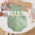 thumbnail image 2 of kpoplk Unisex Baby Girl Boy Clothes Short Sleeve Striped Sweatshirt Bubble Romper Bodysuit Cute Summer Outfit Size 6-12 Months,Light Green, 2 of 8