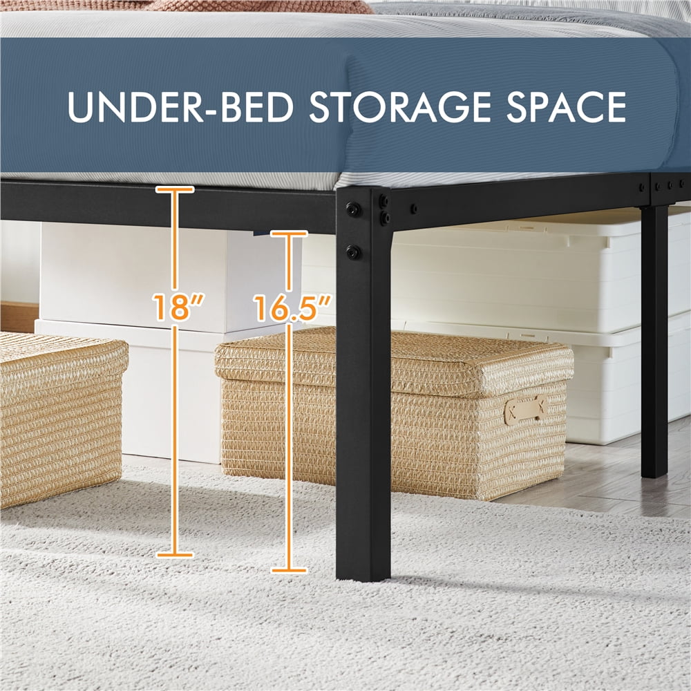 Renwick Jasper Metal Platform Full Bed Frame with Steel Slat Support