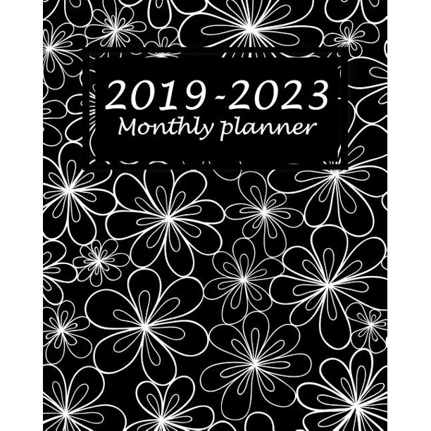 2023 Calendar Cover 20192023 Monthly Planner Black Daisy Flowers Cover, 60 Months Planner for the Next Five Year 8