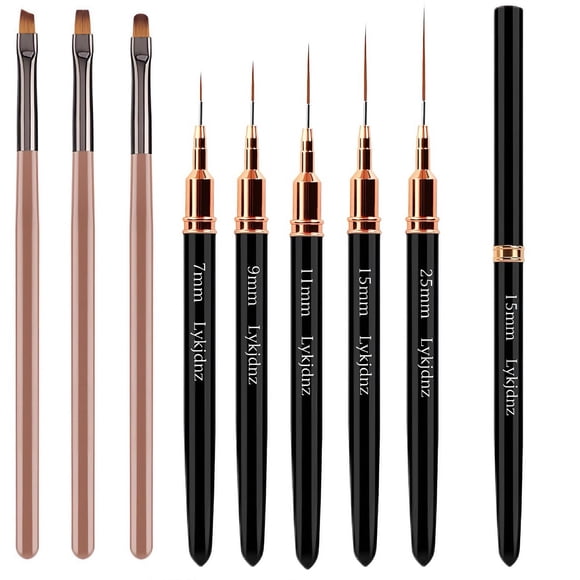 Set de pinceles para nail art Lykjdnz de 8 piezas, liner y limpieza