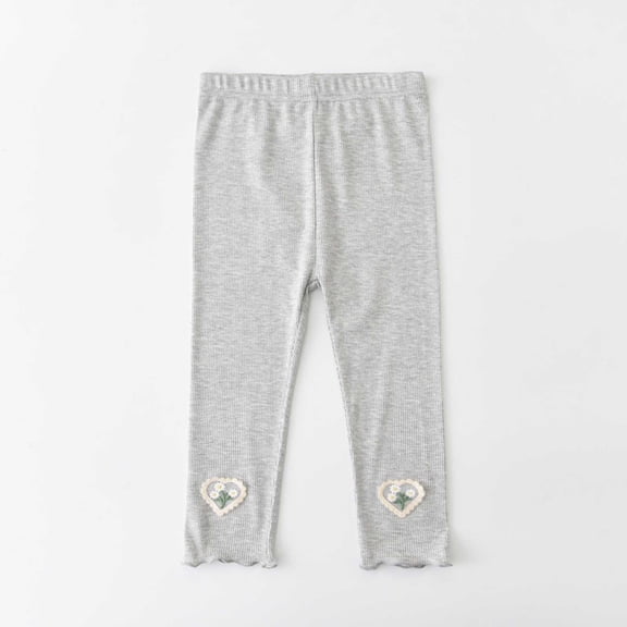 ATOGUTA Girls Capri Leggings Kids Stretchy Elastic Waist Athletic Pants Summer Slim Skinny Sports Casual Tights Size 3T-15, Gray