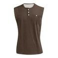 thumbnail image 3 of LISTHA Men Tank Tops Henley Vintage Sleeveless Solid T-Shirt Summer Gym Distressed Washed Tee with Pocket Brown M, 3 of 4
