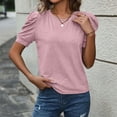 thumbnail image 6 of Womens Tops Summer Sweater Long Tunic Dressy Casual Blouses Business Cute Trendy Short Sleeve Shirt,Pink M, 6 of 6