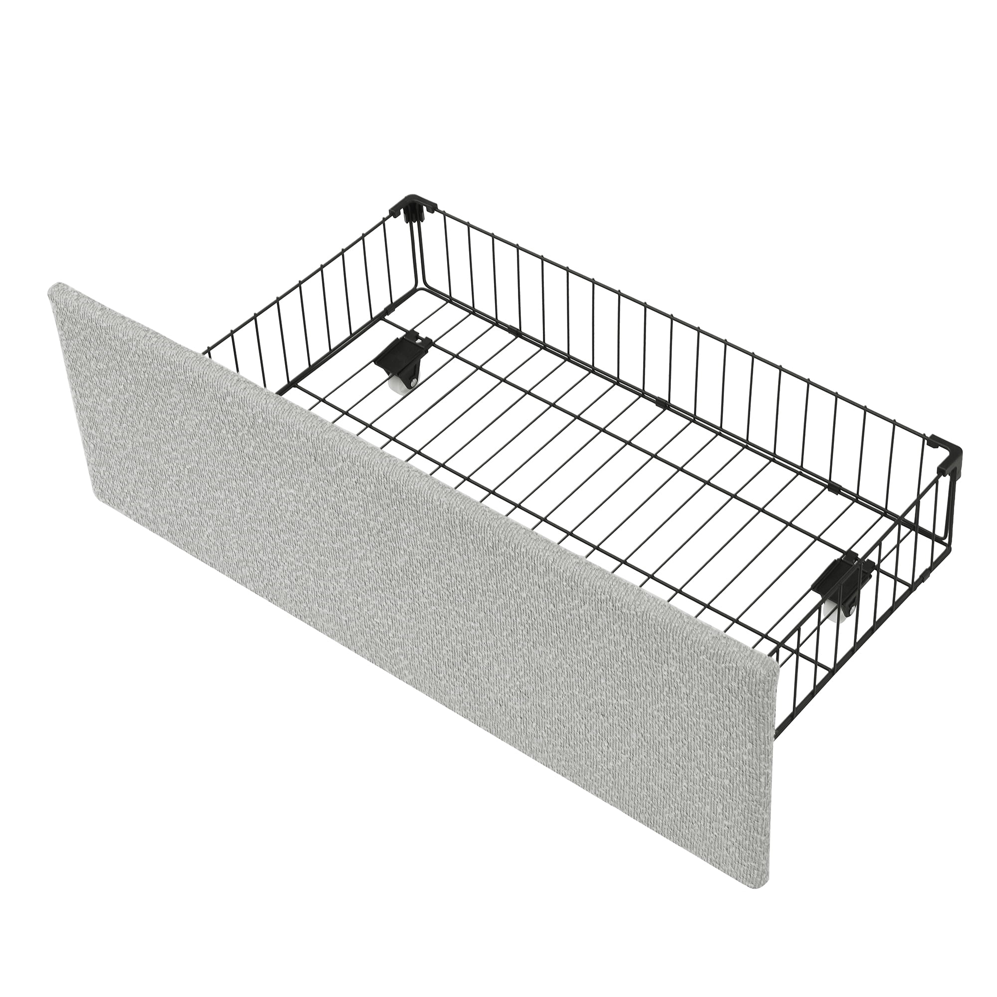 Howcool Full Size Upholstered Bouclé Daybed with Mesh Storage Drawer,Montessori Floor Bed for Kids Room,Guest Space,Gray