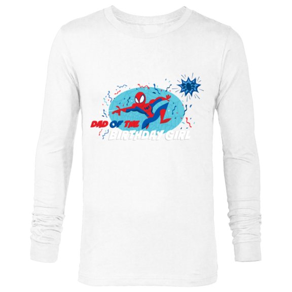 Marvel Spider-Man Toon Family Party Dad of the Birthday Girl - Long Sleeve T-Shirt for Men - Customized-White
