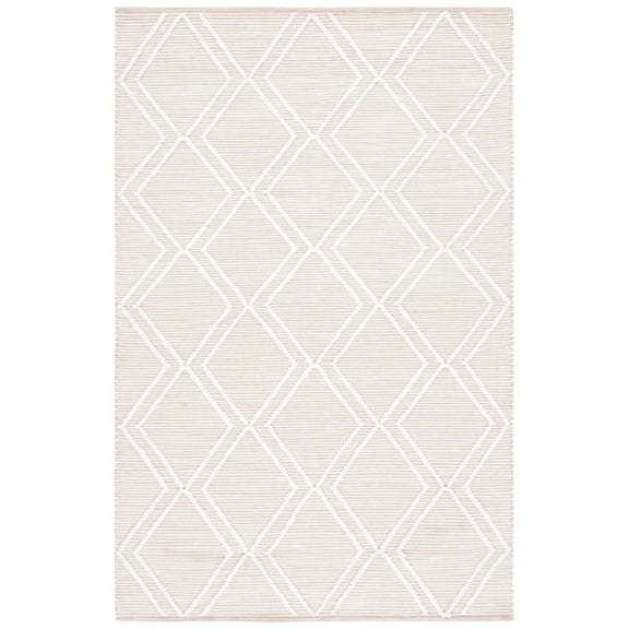 SAFAVIEH Kilim Meryll Diamond Polyester Area Rug, Natural/Ivory, 6' x 9'