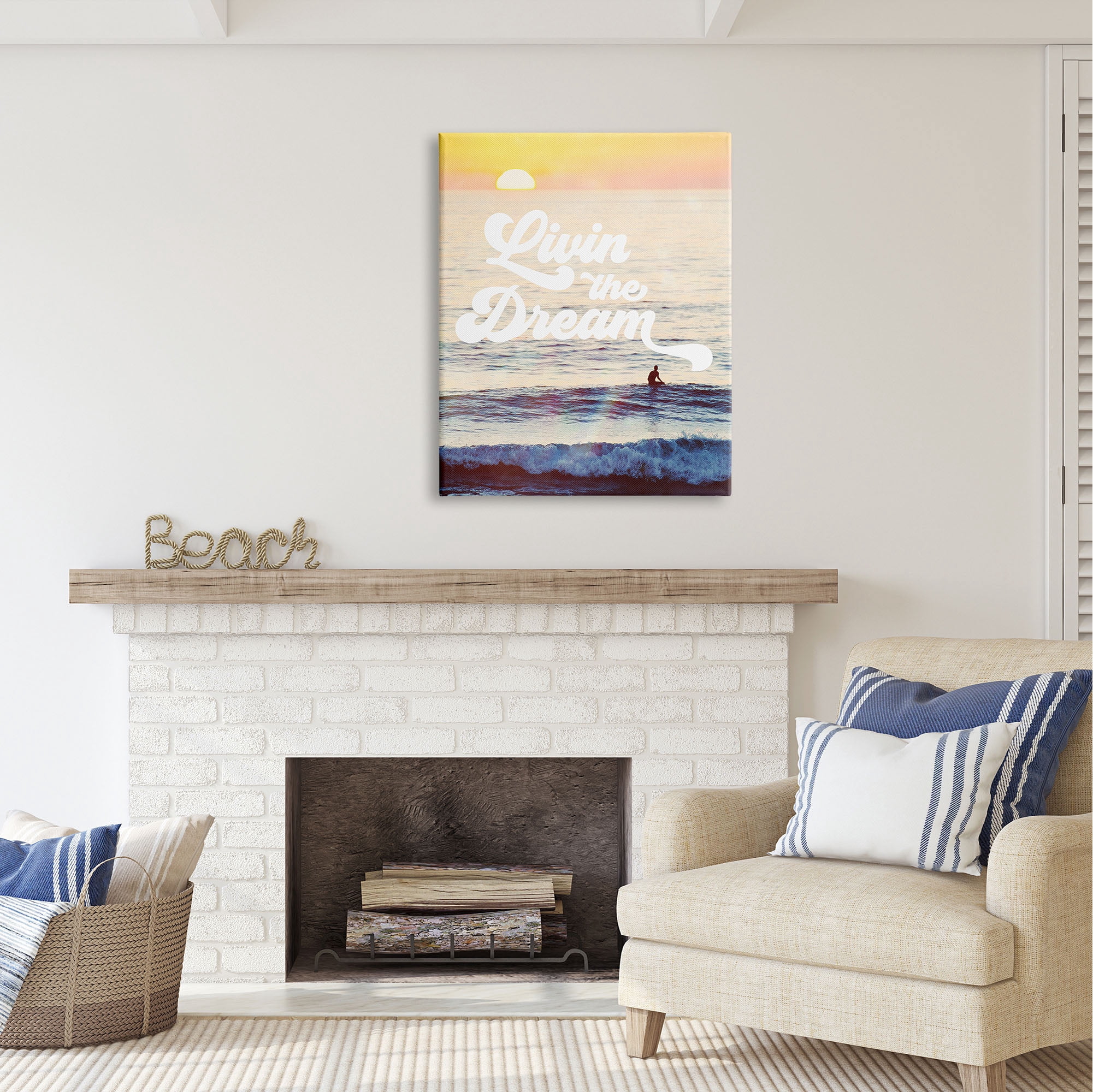 Stupell Industries Livin The Dream Phrase Nature Painting Gallery Wrapped Canvas Print Wall Art, 30 x 40