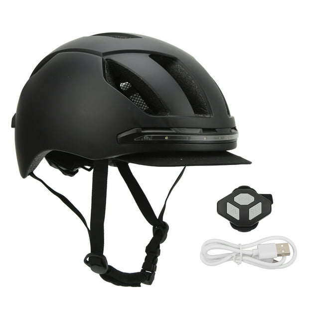 Casco de bicicleta ligero, ajustable y transpirable con luces LED delanteras y traseras para desplazamientos diarios en bicicleta.