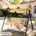 thumbnail image 7 of Ktaxon 3-Person Porch Swing with Stand, Outdoor Swing Chair with Adjustable Canopy & Cushion, Khaki, 7 of 7
